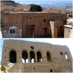 تخریب عمارت قاجاری در روستای بارونق کاشان 